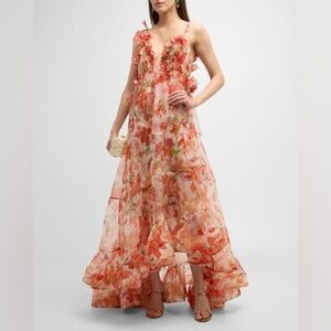 ZIMMERMANN Tranquility Floral
Silk Organza Gown In Red Lily